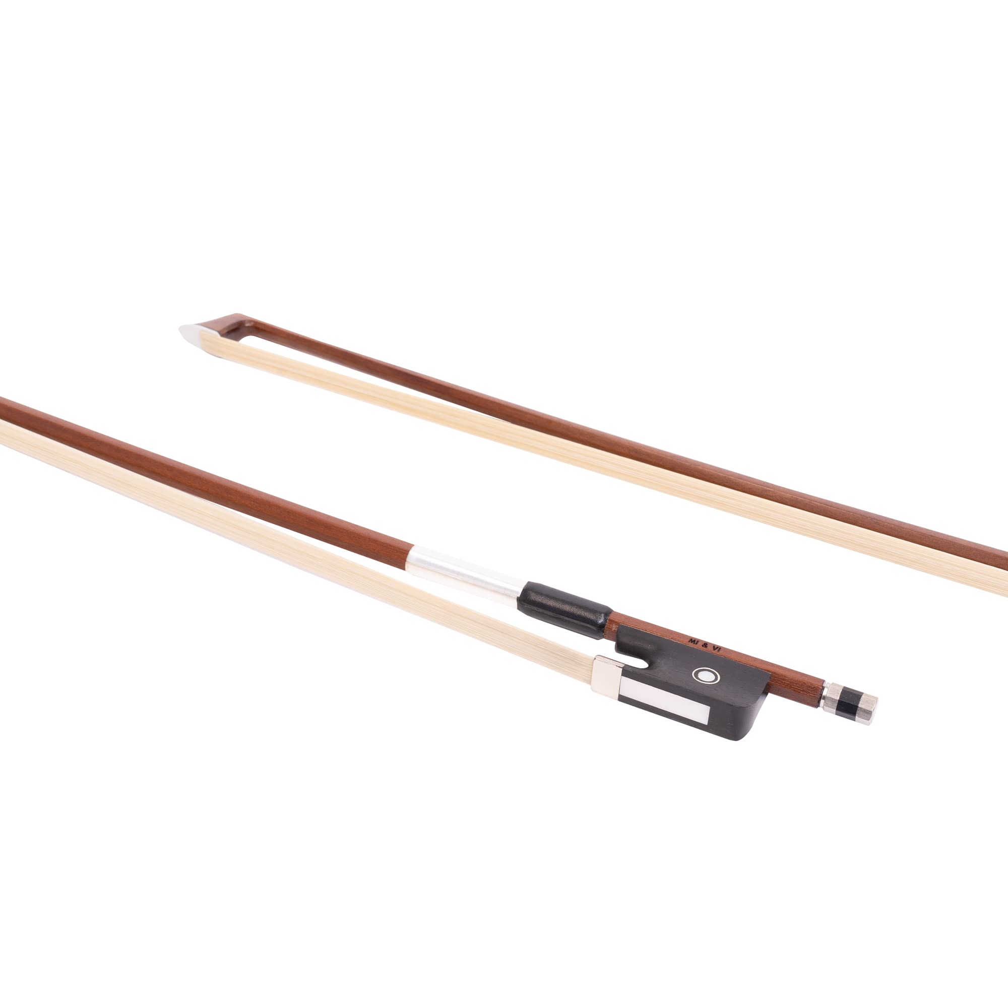 MI&VI AB-510 Brazilwood Viola Bow for 14″-17″ Violas (Full Size) with Ebony Frog | Octagonal Silver Mount | Well Balanced | Light Weight | Mongolian Horse Hair – MIVI Music