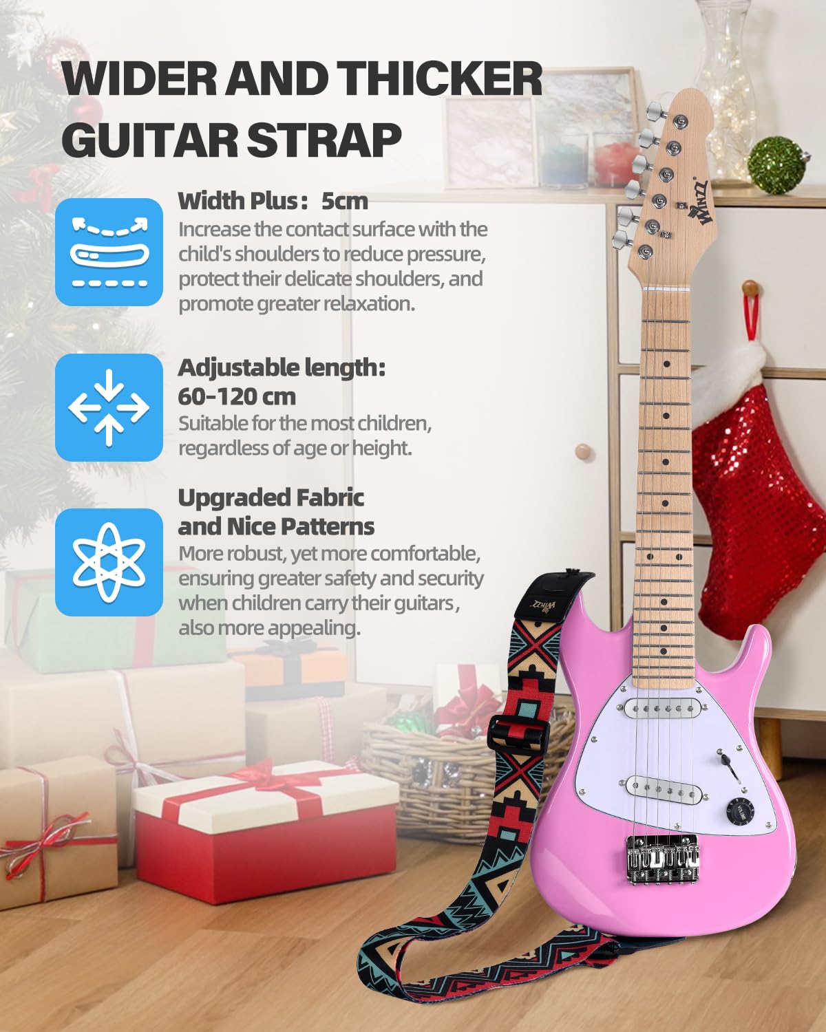 Winzz 30 Inch Kids Electric Guitar Beginner Kit, Junior 1/4 Size Mini Electric Guitar for Children Complete Stater Set with Amp, Gloosy Pink Colour