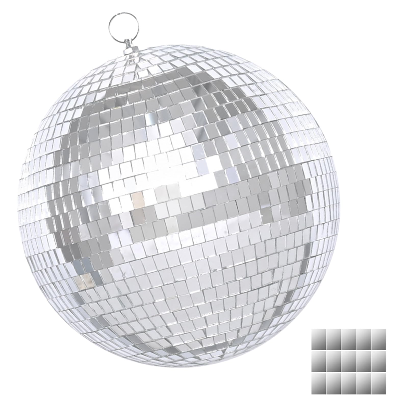 EELLAO 12inch Disco Ball Mirror Balls Large Hanging Disco Balls for Party Decorations, Weddings, Events, (12inch Disco Ball x 1pc, Replacement Mirror x 15pcs)
