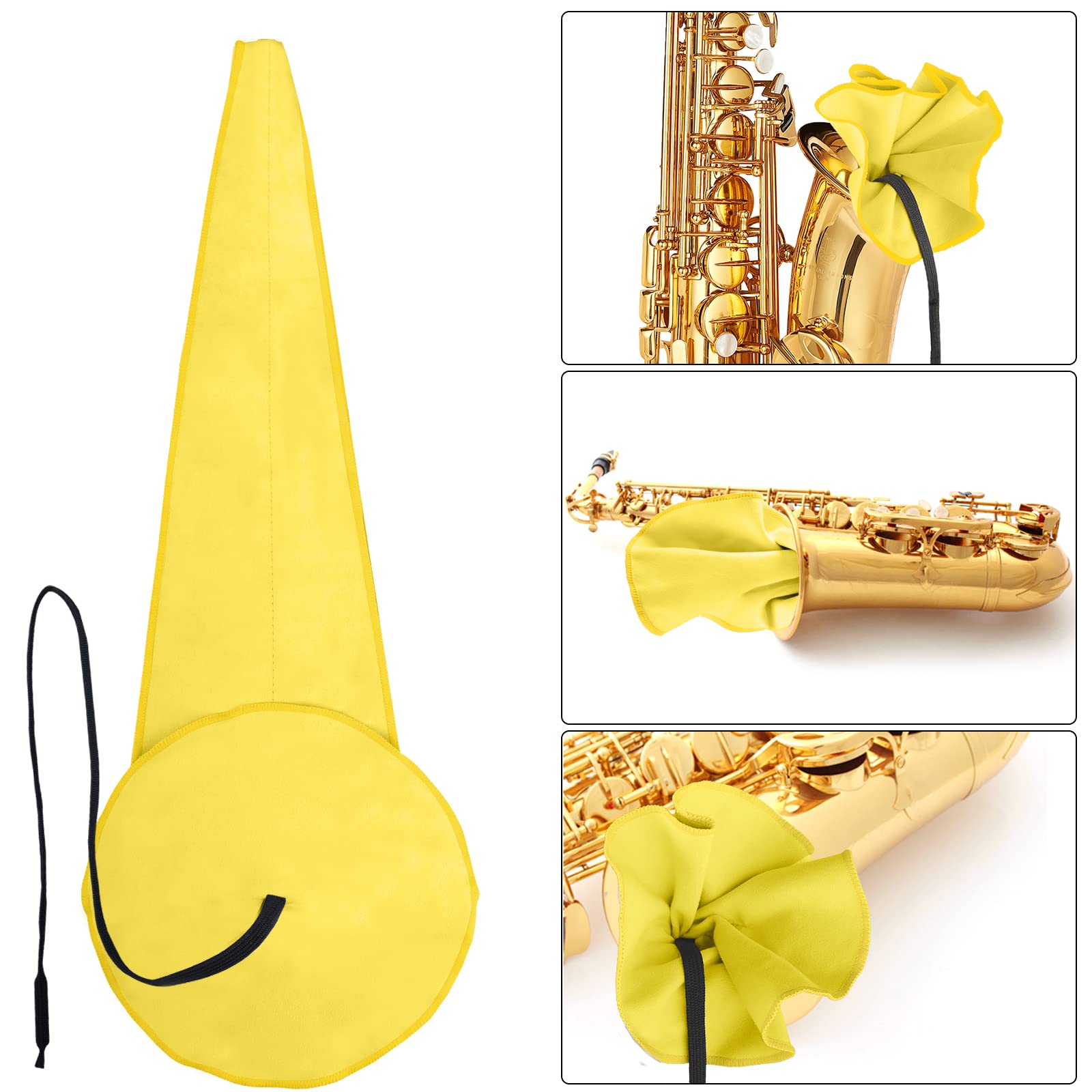 Saxophone Cleaning Kits with Case for Sax and Clarinet Flute Trumpet Instruments,8PCS Saxophone Mouthpiece Cushion,Mouthpiece Brush Microfiber Cleaning Cloth(Yellow)