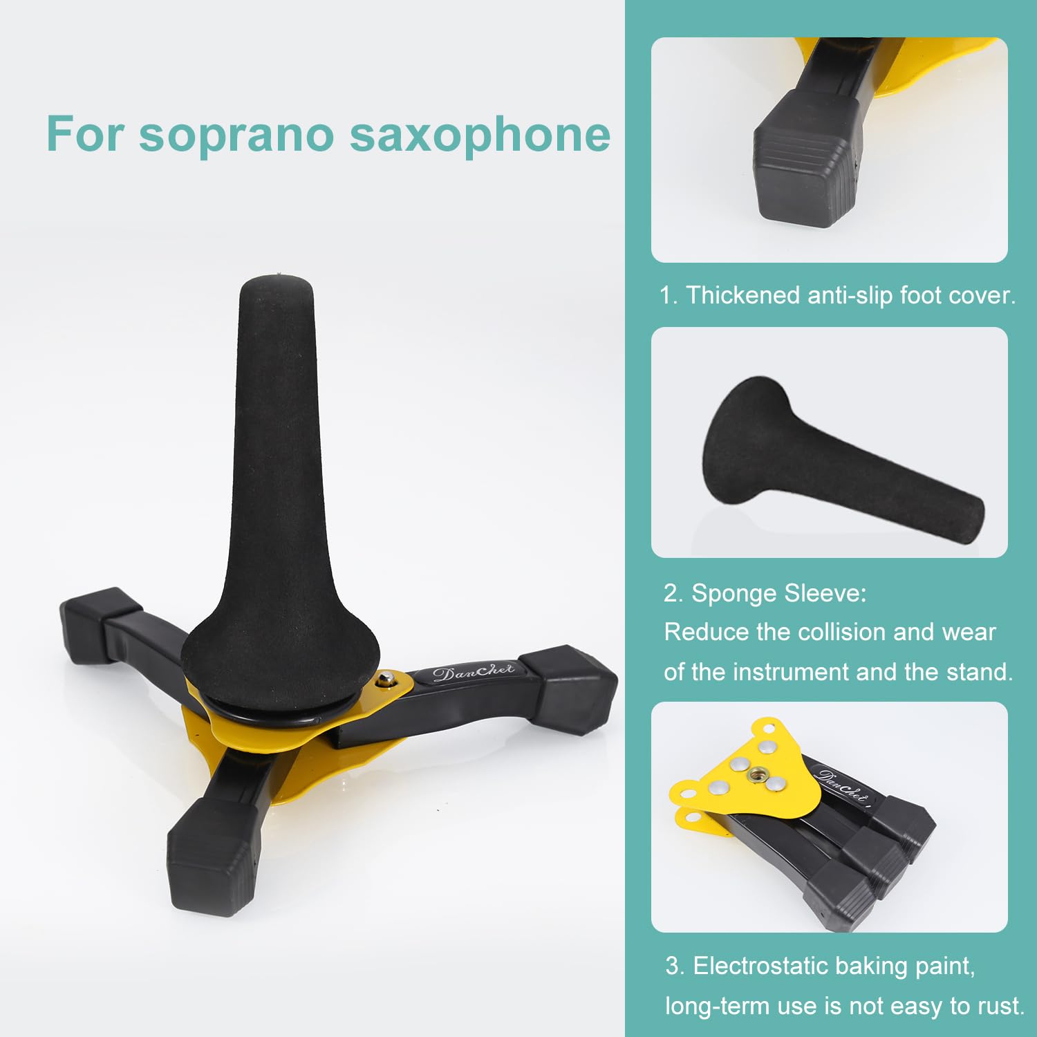 Danchet Foldable Portable Soprano Saxophone Stand, Sax Tripod Holder, Portable Soprano Saxophone Stand…