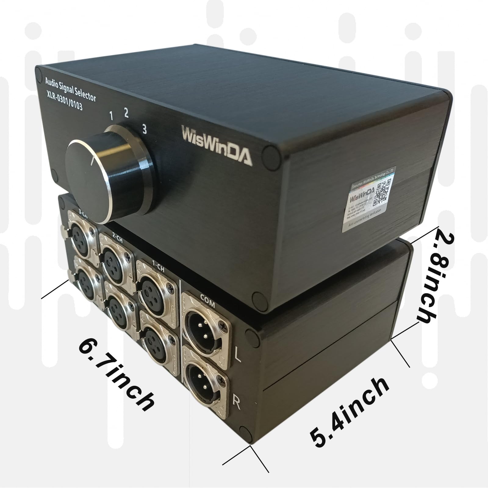 WisWinDa 3-IN-1-OUT XLR Pro Audio Switch Balanced Audio Converter 3 Channel HiFi Stereo Passive Audio Selector Switcher Box No Loss Switching Aluminum Shell Quality XLR Connector (3-IN-1-OUT)