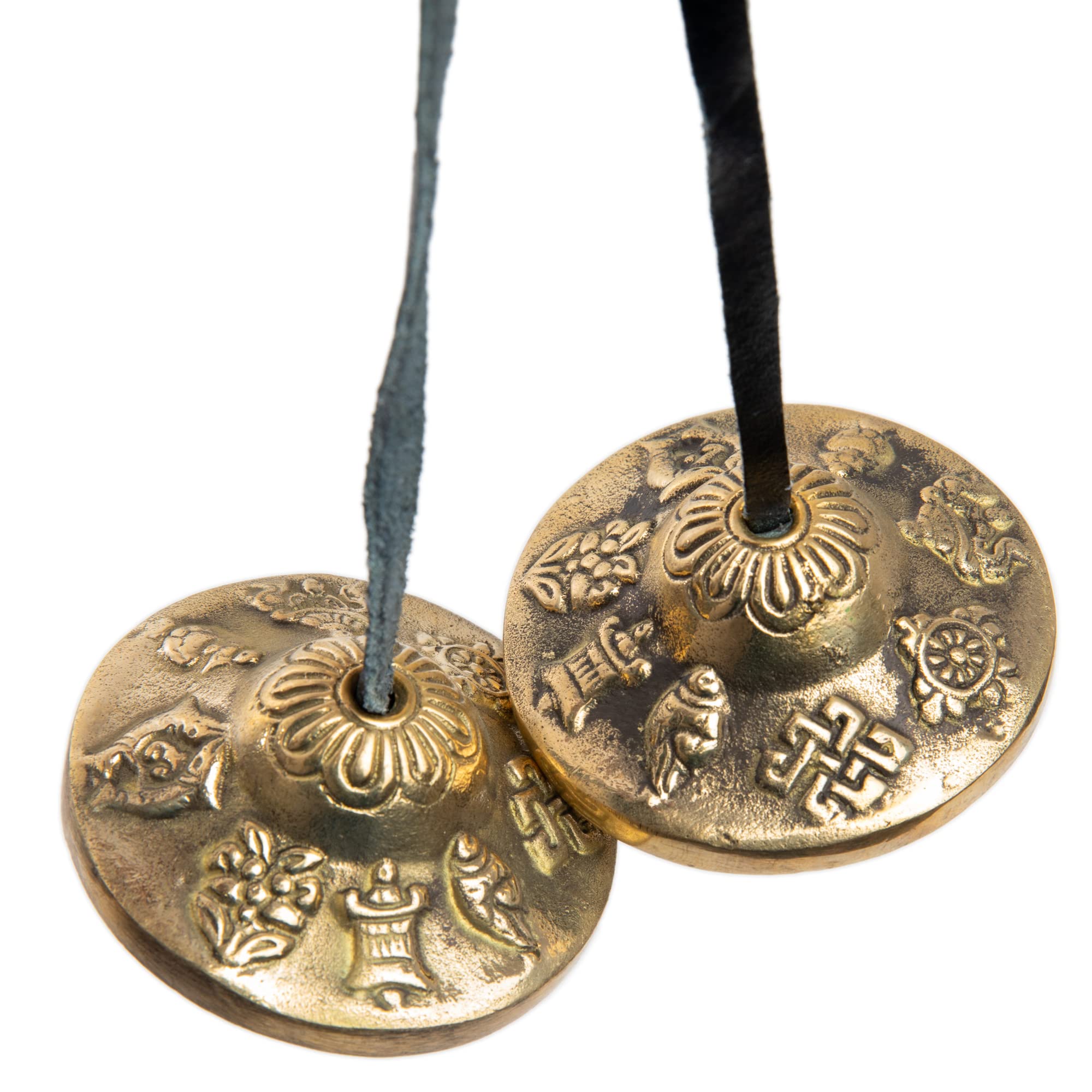 Tingsha Cymbals Bells – Easy To Play – Meditation Mindfulness Chime For Chakra Healing Spiritual Dharma Gifts Handcrafted Tibetan By Himalayan Bazaar (Asta Mangal)