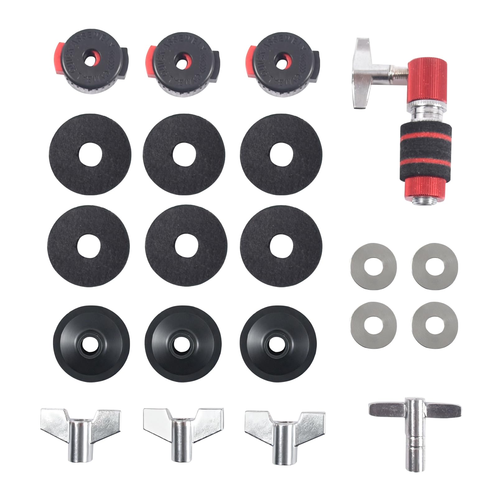 21PCS Cymbal Replacement Accessories, Hi-Hat Clutch, Drum Cymbal Felt Pads
