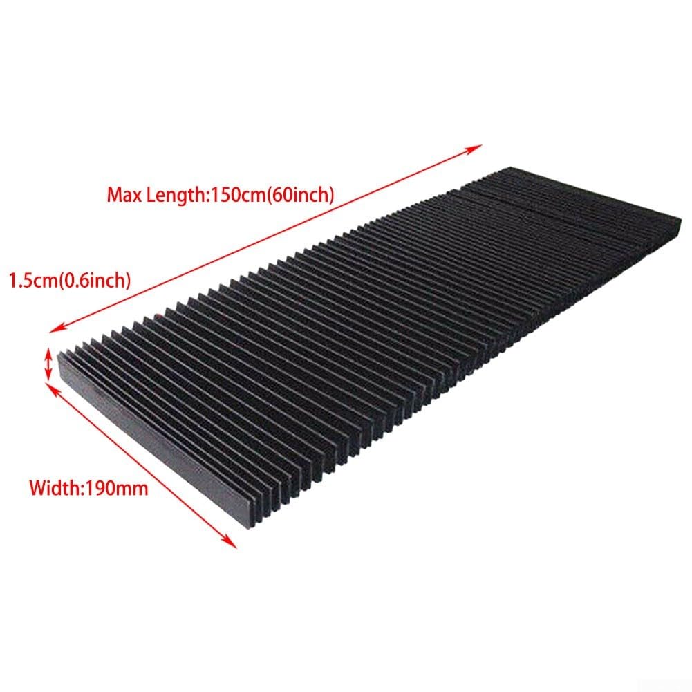 CNC Machine Accordion Cover, Accordion Way Cover Protective, Rubber Flexible Cover Milling Machine 3-proof Cloth Protective, Flat Bellows Cover, L 1500MM* H 15mm (Width 190mm)