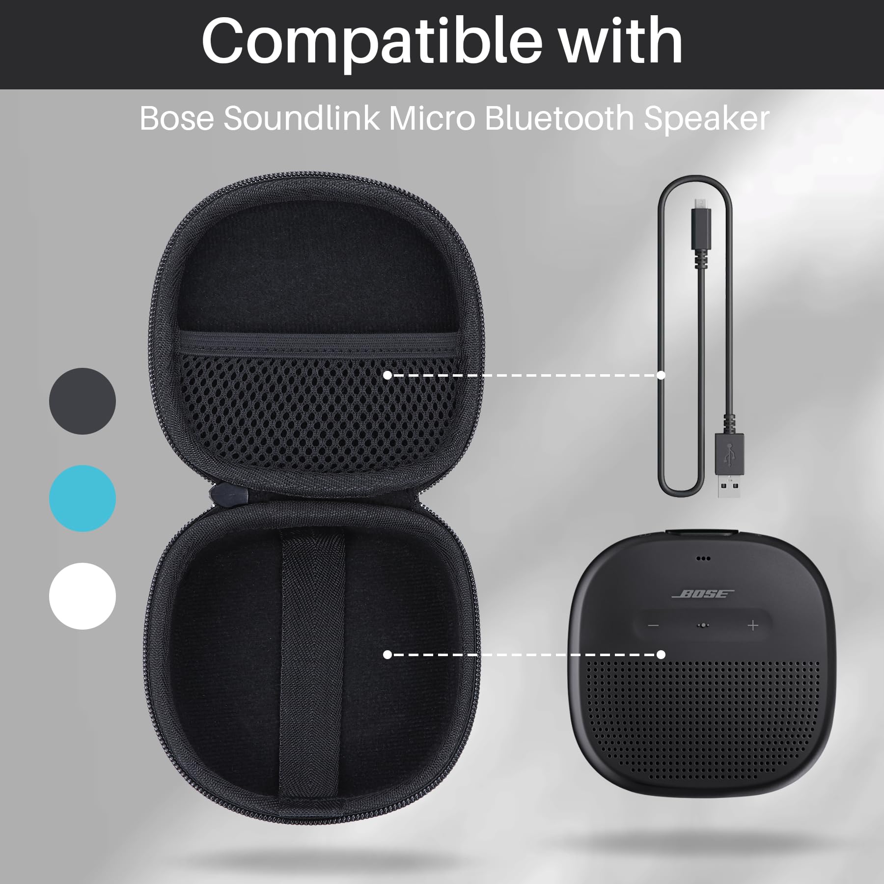 Lebakort Storage Case Compatible with Bose SoundLink Micro Speaker (Light Blue Case)