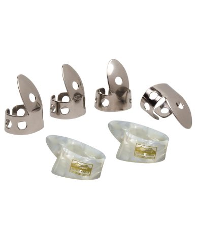 Golden Gate GP1-GP5 Thumb & Finger Pick Pack – Stainless Steel & Pearloid – Medium – Made in USA – For Guitar, Banjo, Reso & More