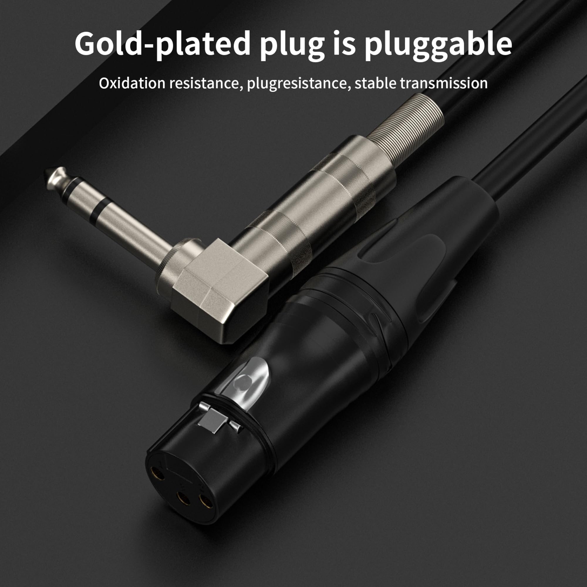 Right Angle 6.35mm TRS to XLR Female,(1.5FT 2Pack) Right Angle 1/4″ TRS to XLR 3Pin Female,for Speakers, Stage, DJ and More