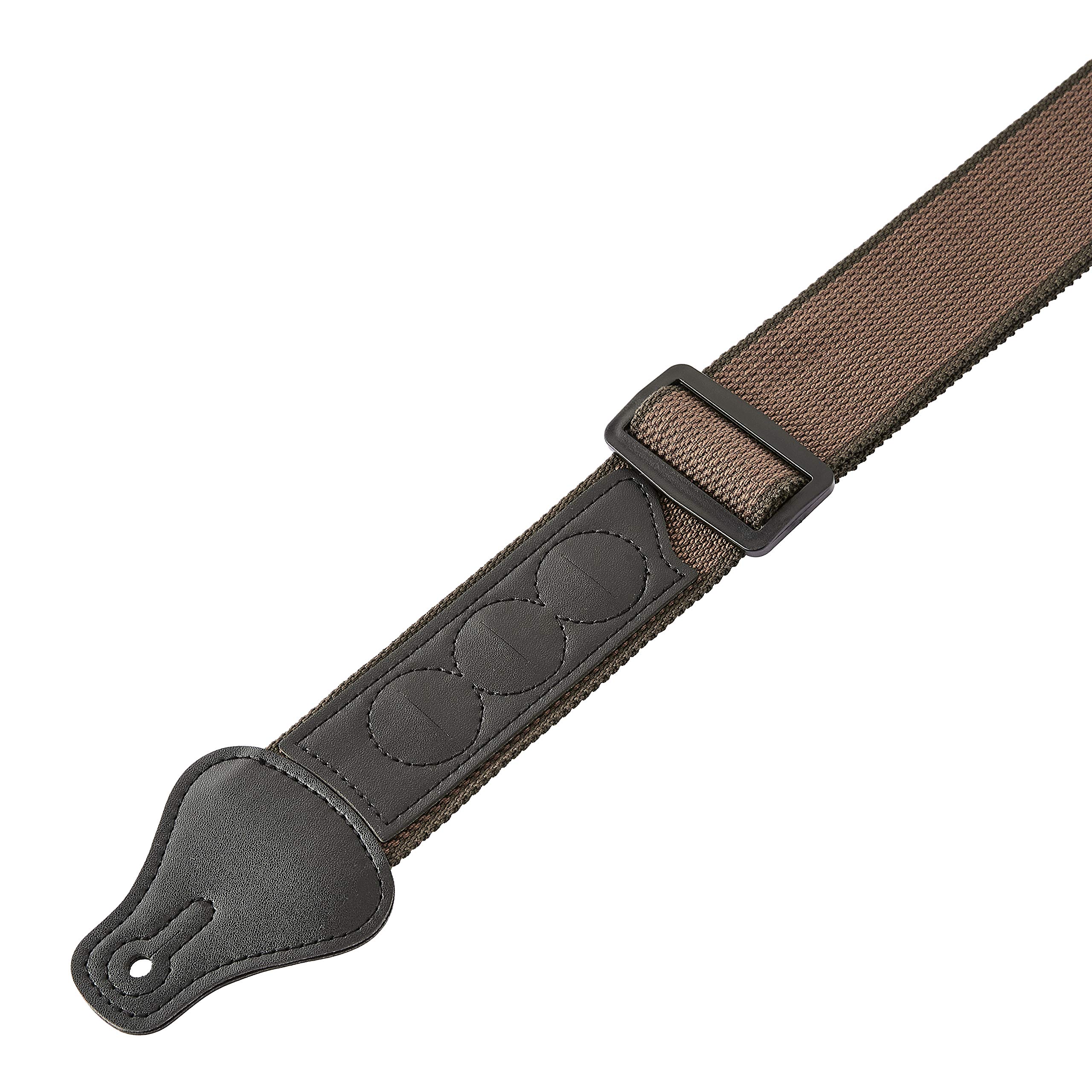 Amazon Basics Adjustable Guitar Strap For Electric/Acoustic Guitar/Bass Includes 3 Pick Holders, Cotton Strap, Brown, Solid