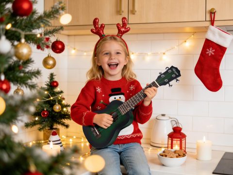 Besyou 21 Inches Green Beginner Mahogany Ukulele All In One Starter Kit