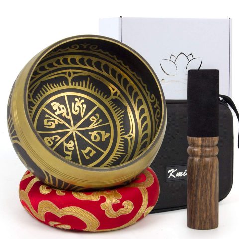 Tibetan Handcrafted Nepal Singing Bowl, 4.5 inch Master Healing Grade, Pure Tone Sound Art Bowls Meditation Accessories Set for Yoga, Chakra Healing, Mindfulness, Stress Relief, Self-Regulation Gift