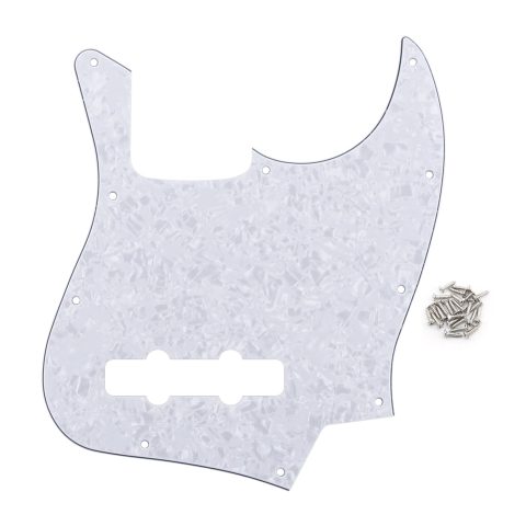 FLEOR 10 Hole J Bass Pickguard Scratch Plate Pick Guards for 4 Strings American/Mexican Standard J Bass Part, 4Ply White Pearl