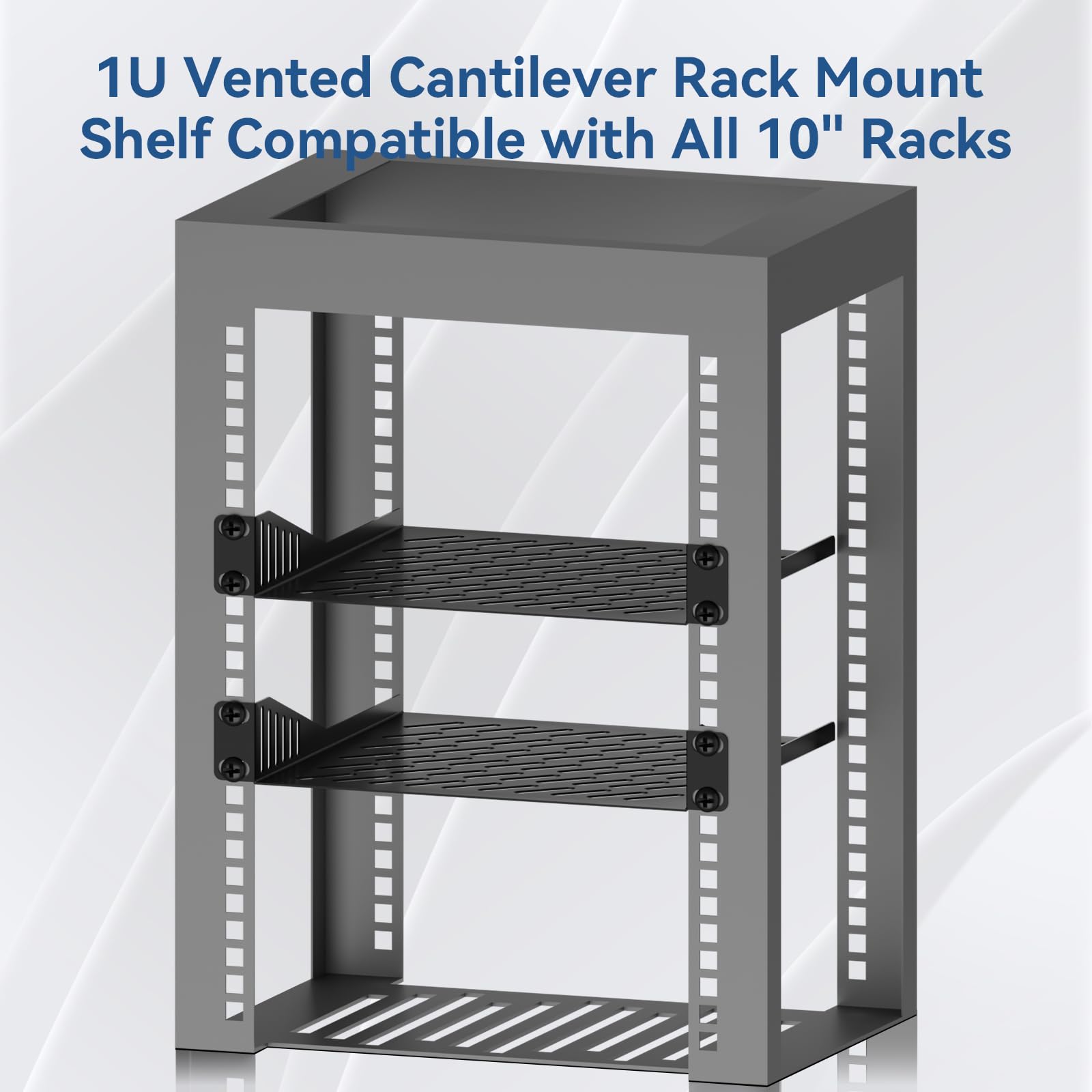10 inch 1U Server Rack Shelf, Ventilated Rack-Mounted Cantilever Tray