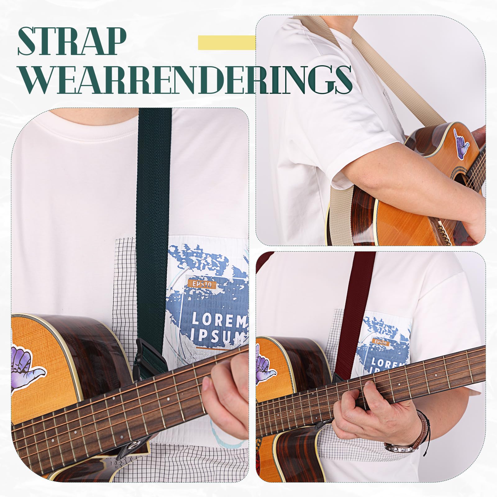 Fiada 4 Pcs Guitar Straps Electric Bass Acoustic Cotton Guitar Straps Adjustable for Musical Instrument Gift(Dark Color,Solid Color Style)