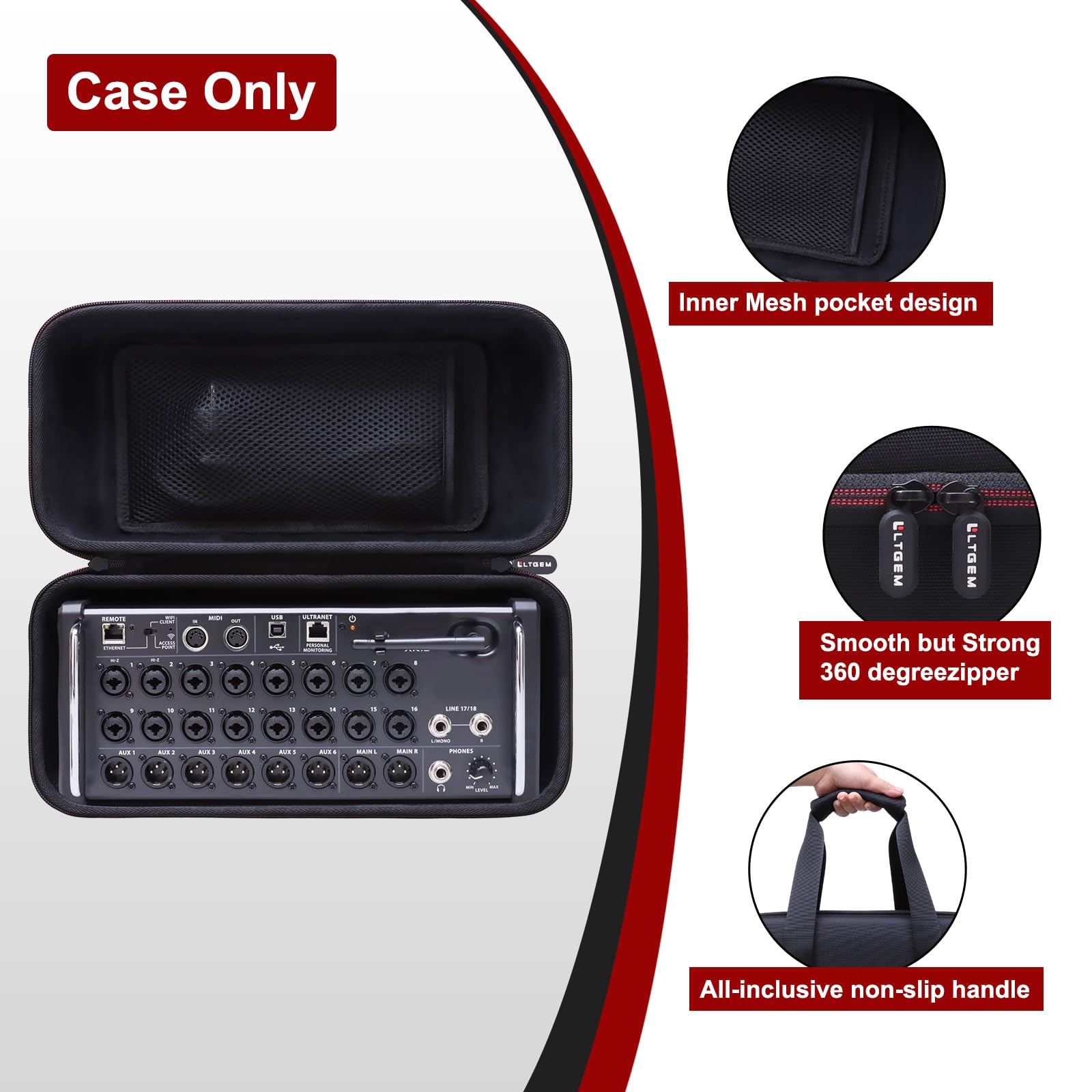 LTGEM Case Compatible with Behringer X Air XR18 / XR16 / XR12 Digital Mixer(Case Only)