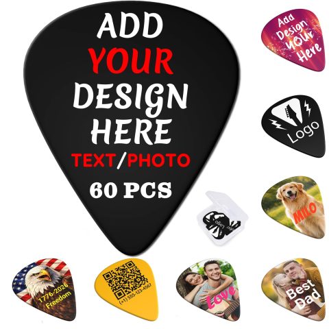 Custom Guitar Picks, Personalized Photo Text Picks, 12 Pack, 3 Thicknesses