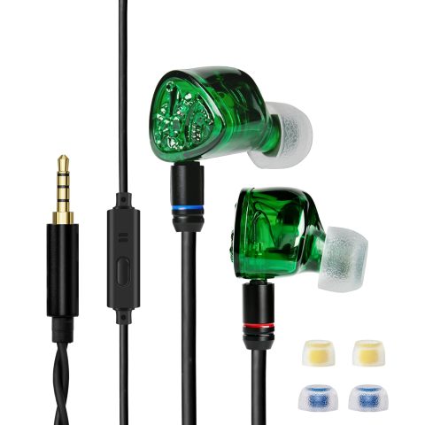 Jyinudio TANGZU Wan’er S.G II Jage Dragon Gaming IEM Earphones, 10mm PET Single Dynamic Driver in Ear Monitor Headphones with Mic for Studio Gaming, Flat Detachable 2-Pin Cable (Green 3.5mm with Mic)