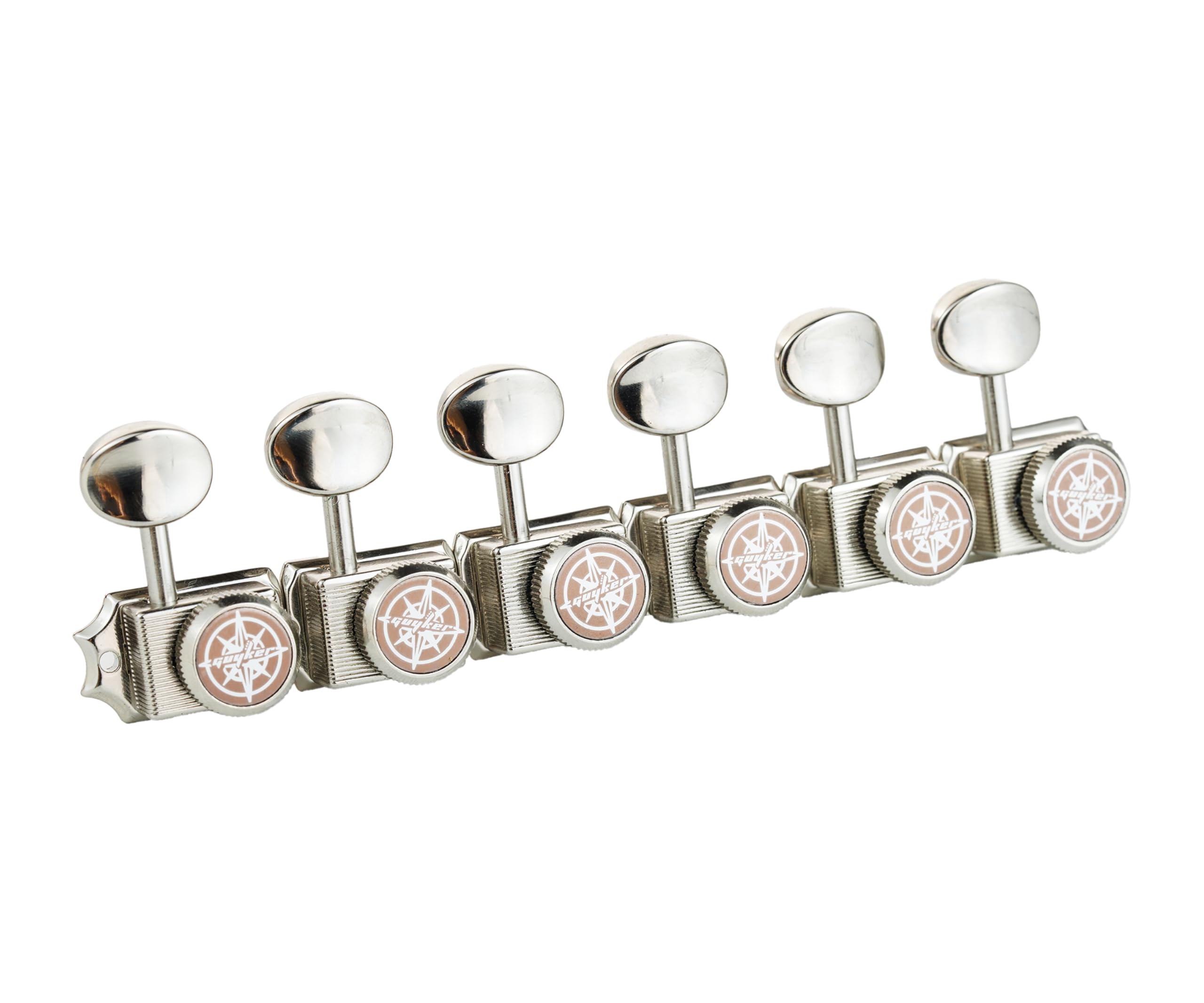 Guyker 6-in-line Vintage Guitar Lock String Tuners – Locking Tuning Key Pegs Machine Heads Replacement Parts for ST TL Style Electric Guitars Gear Ratio 1:15 – nickel