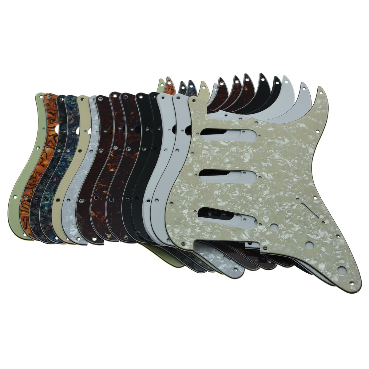 Dopro 11 Hole Vintage 62 Strat ST SSS Single Coil Pickups Guitar Pickguard Scratch Plate with Screws for American FD 62 Stratocaster Aged White 3 Ply