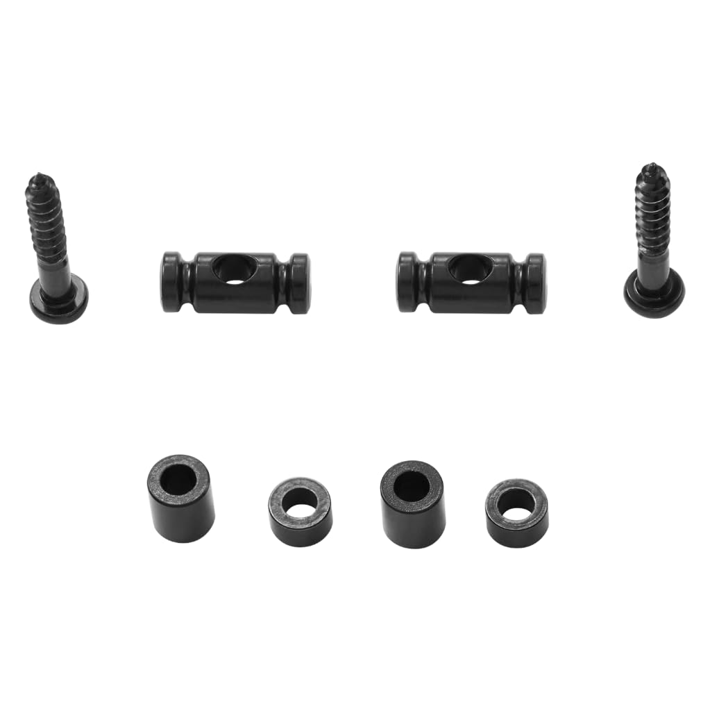 KAISH Set of 2 Stainless Steel Barrel Guitar String Guides Stainless String Retainers String Trees with two Short and two Tall Spacers for Various Guitars Black