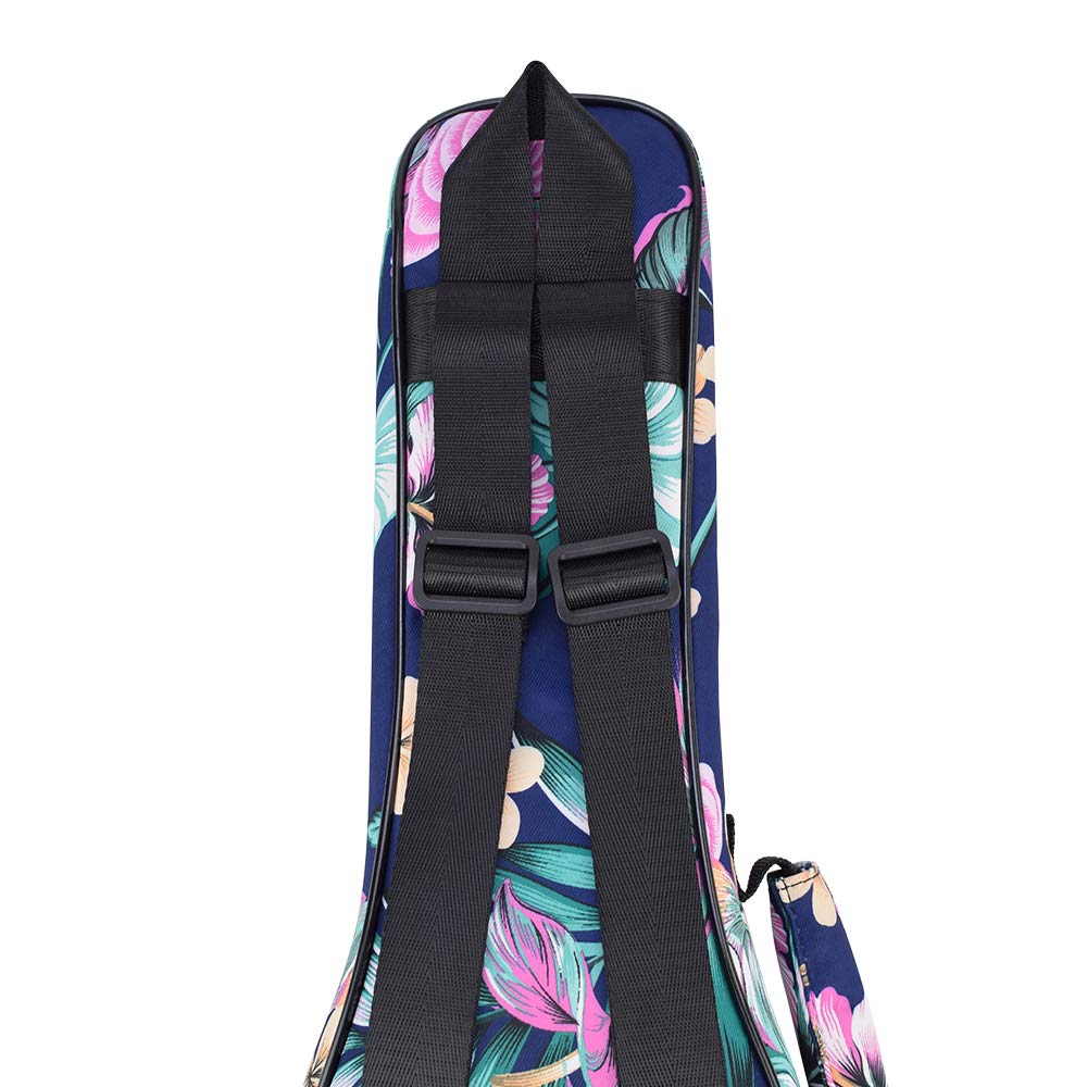 CLOUDMUSIC Ukulele Case Gig Bag, Tenor 26″, Dark Blue Hawaii Hibiscus