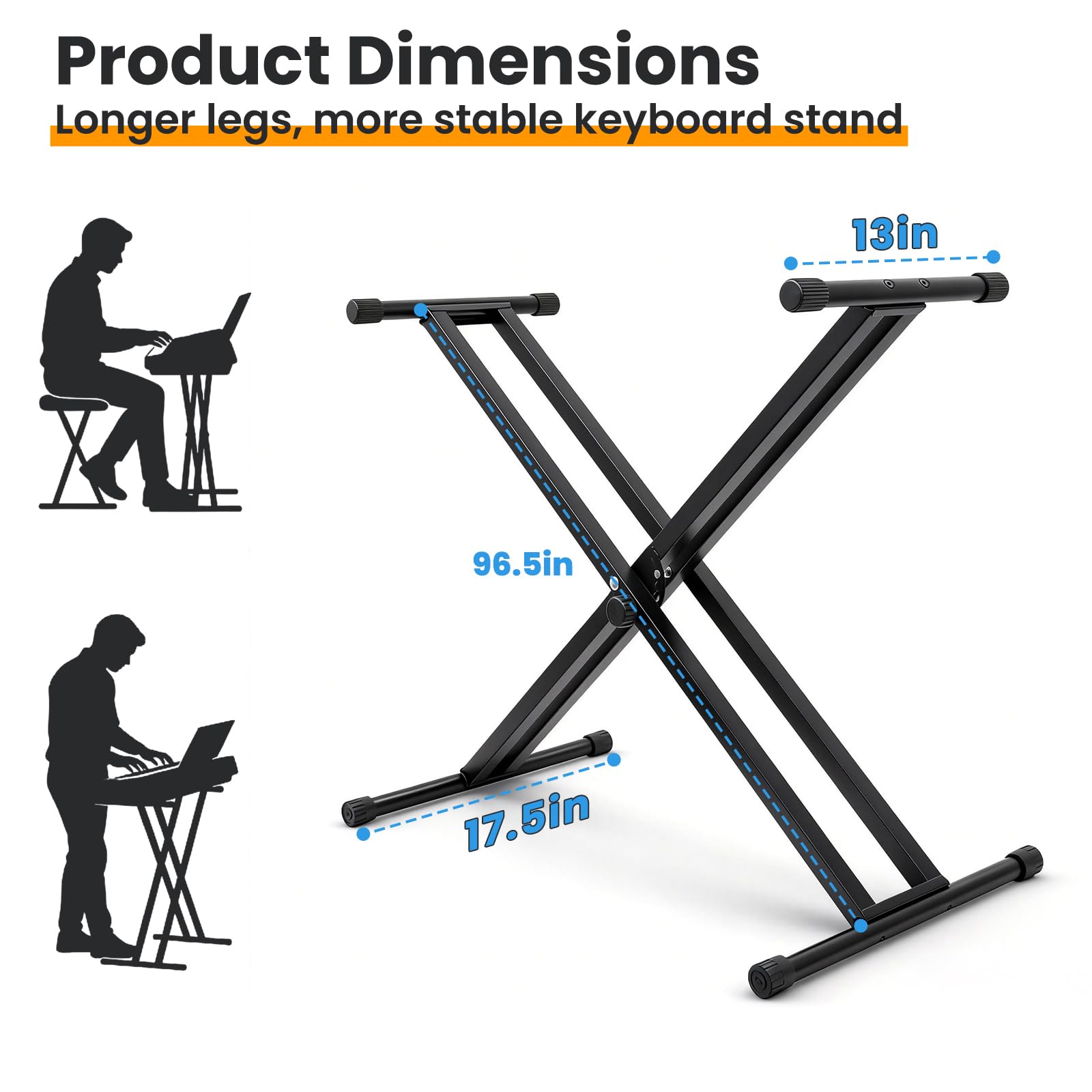 Easily Assembled Piano Keyboard Stand,Heavy-Duty Double-X Piano Stand,Black
