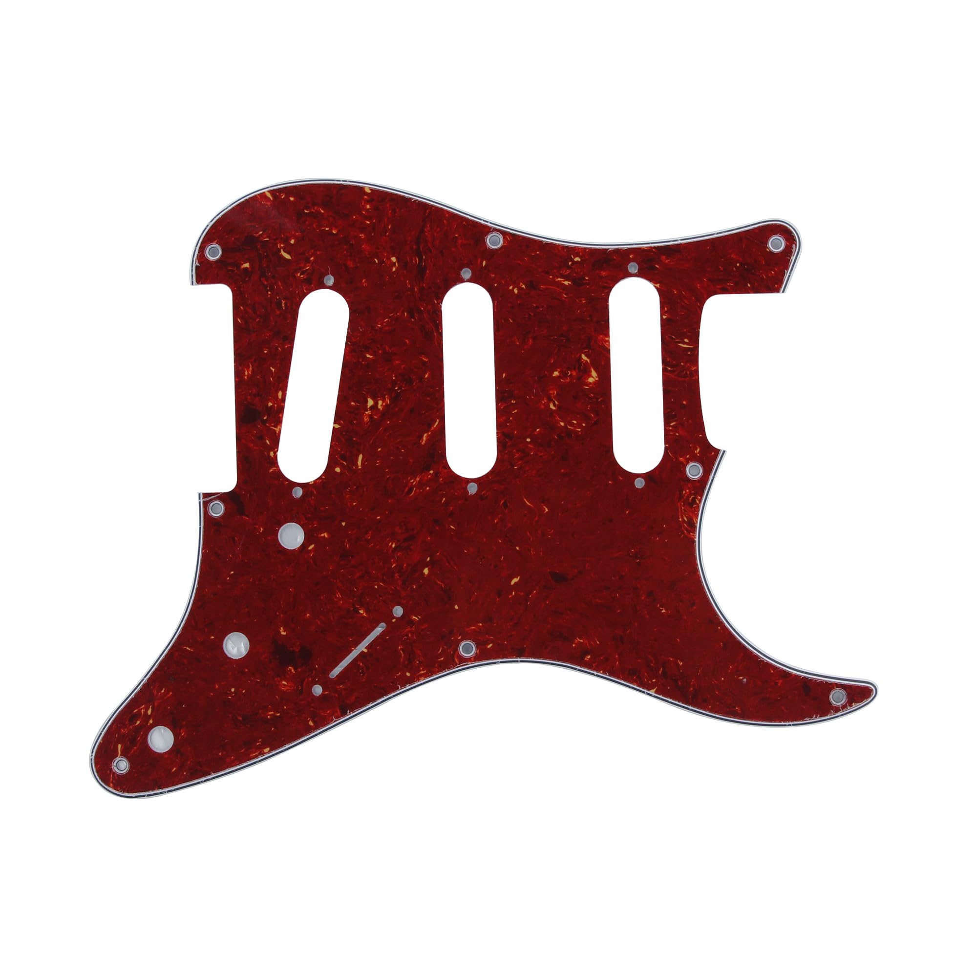 FLEOR SSS 8 Hole ST Pickguard Guitar Backplate Tremolo Cavity Cover with Screw for Vintage ST Style Guitar Parts, 4Ply Red Tortoise Shell