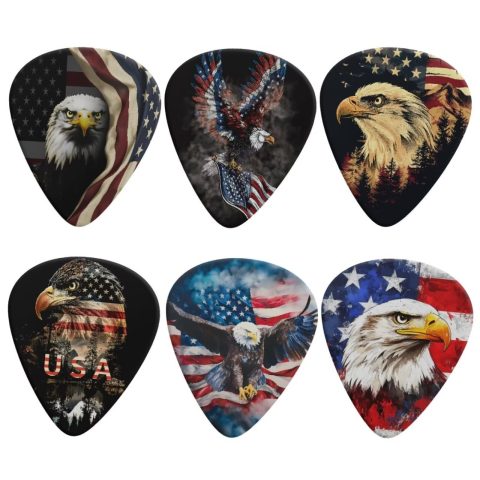 KEIAHUAN American Flag Eagle Guitar Picks Cool Guitar Plectrums Thickness Celluloid Guitar Pick for Bass, Eletric, Acoustic Guitars Medium 0.96mm for Men