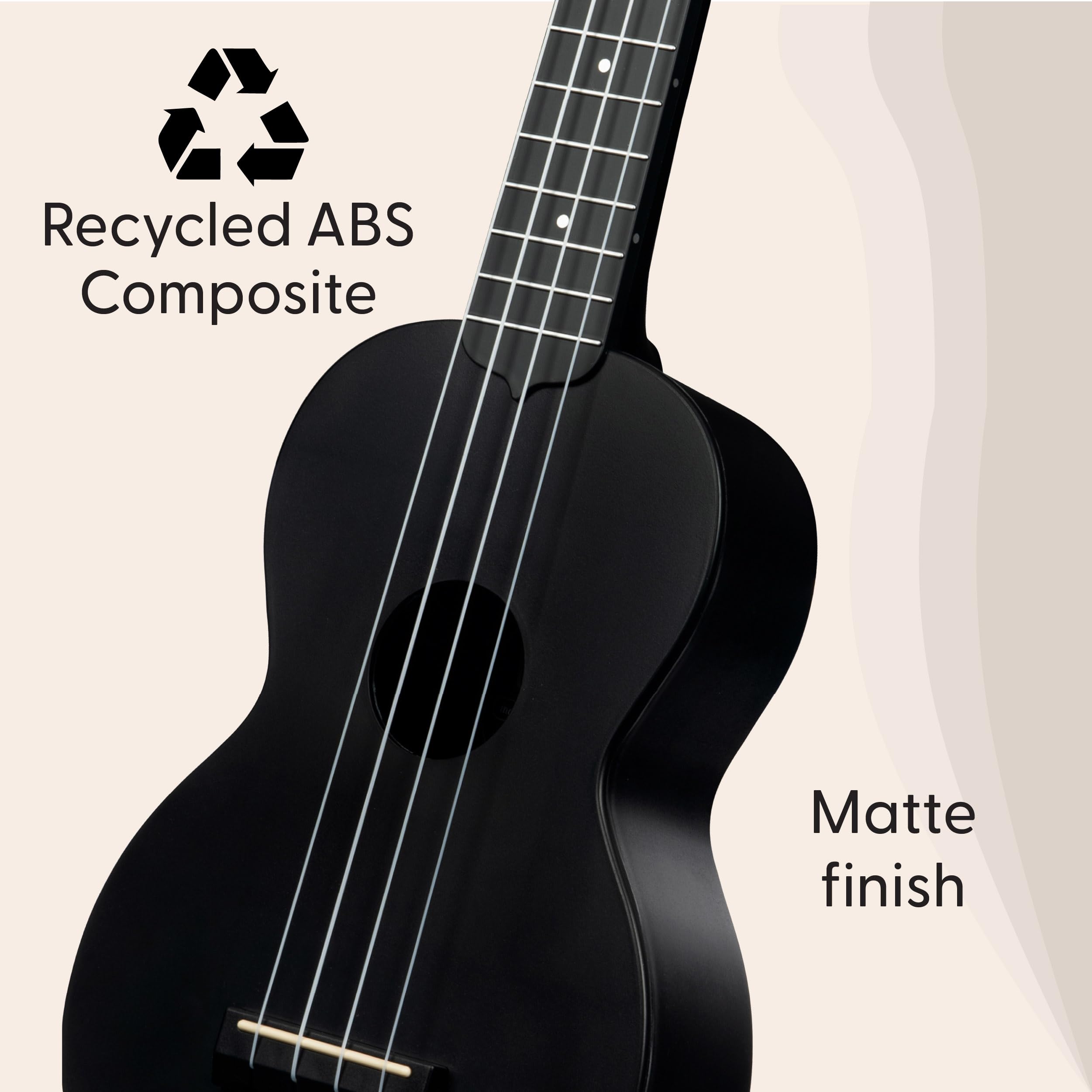 Kala KA-R-WMS-BK-S Soprano Recycled Waterman Ukulele – Black Sand