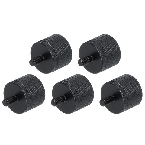 MECCANIXITY 5Pcs Mic Stand Adapter 1/4 Female to M5 Male Thread Screw Adapter Aluminum Alloy for Microphone Tripod Stand Mount, Black