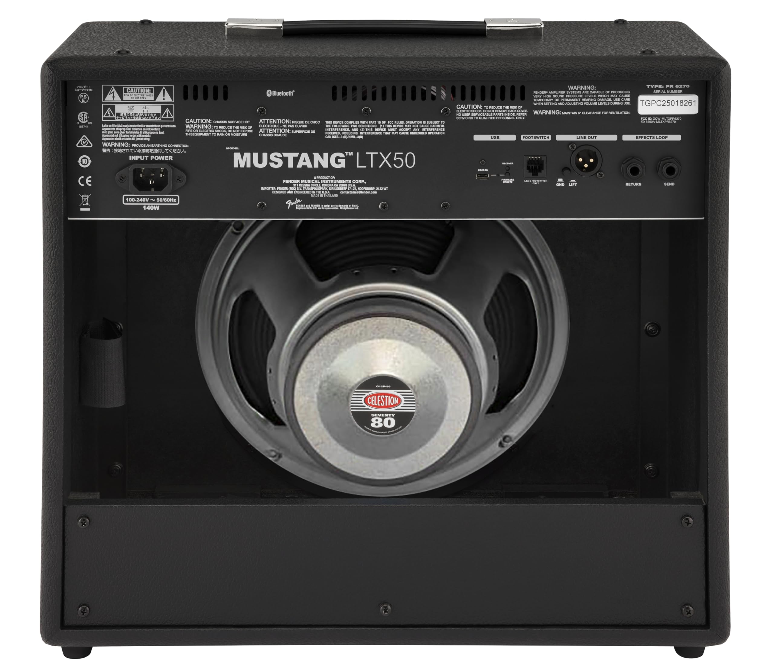 Fender 2311700000 Mustang LTX50 Modeling Electric Guitar Amp, 120V, 500 Watts