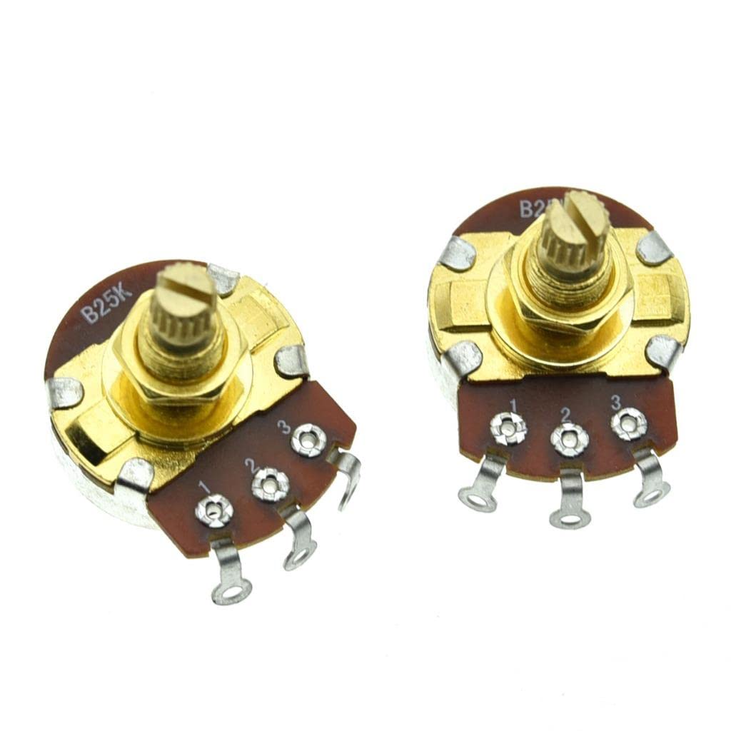 KAISH 2pcs Metric B25K Linear Taper Potentiometers for Guitars & Basses