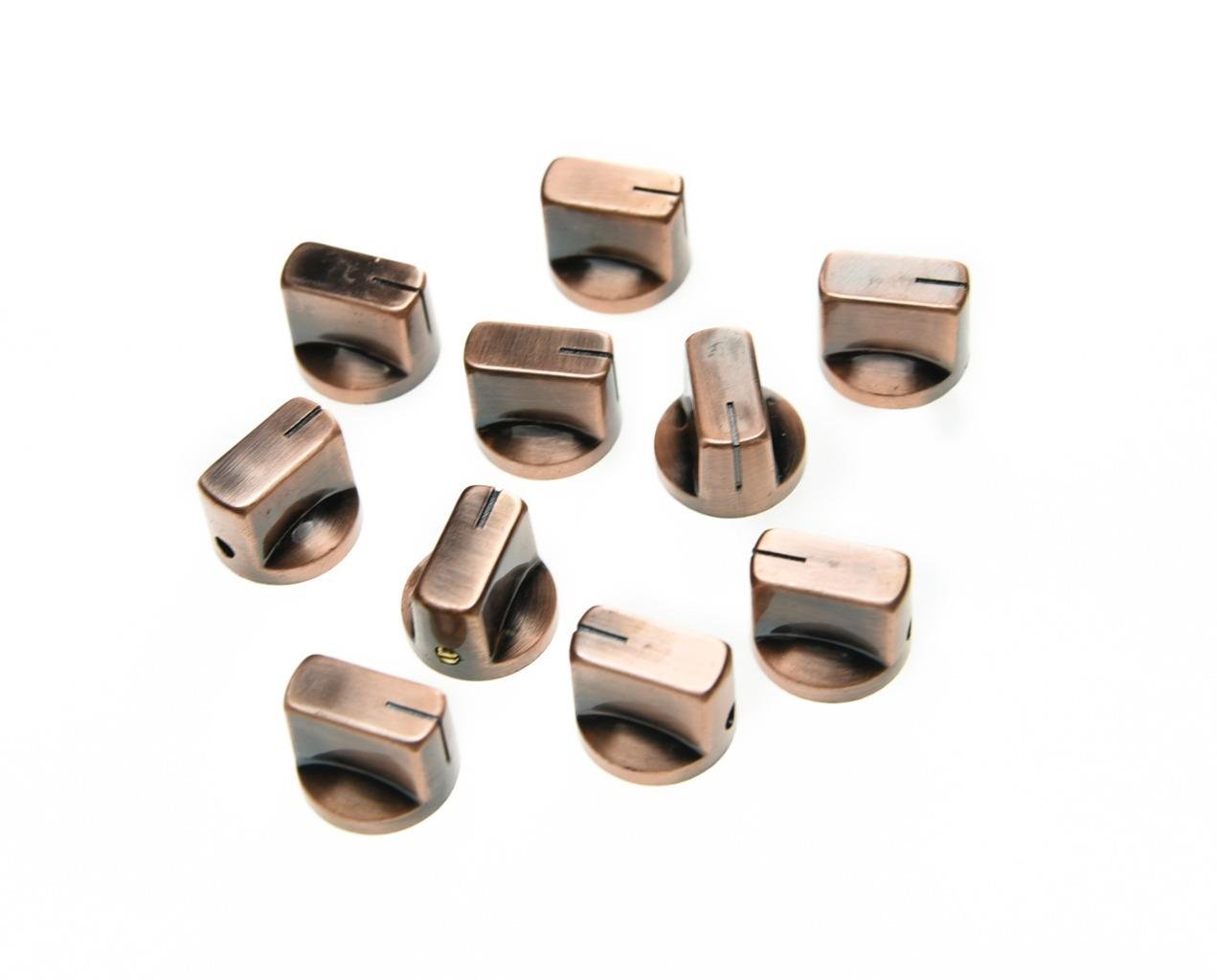 KAISH 10pcs Guitar AMP Effect Pedal Knobs Pointer Knob with Set Screw Bronze