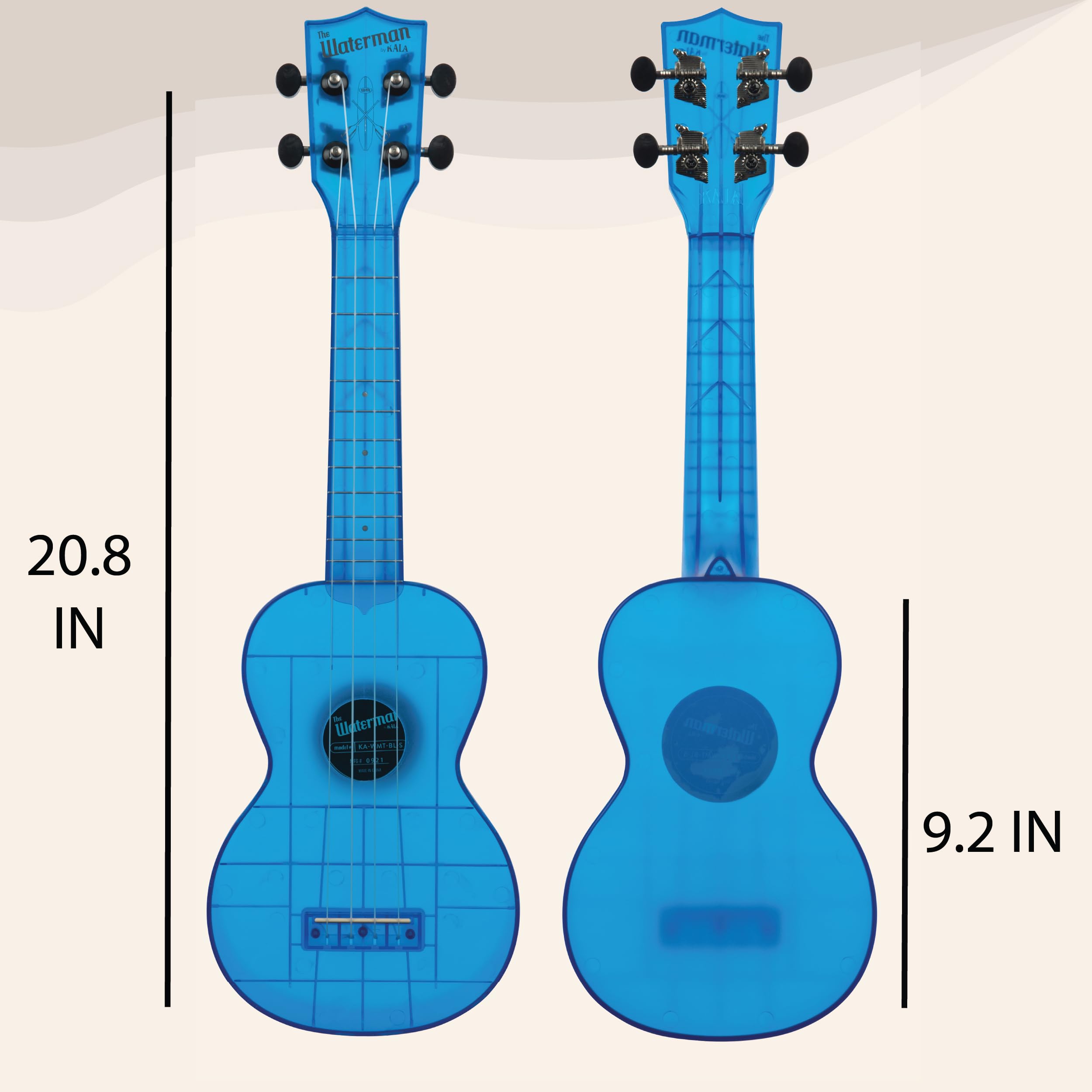 Kala KA-WMT Soprano Waterman Sea Glass Ukulele – Cobalt Blue