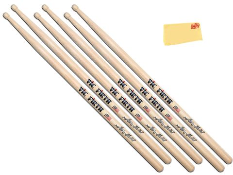 Vic Firth SSG2 Signature Series Steve Gadd Natural Drumsticks – 3-Pack Bundle with Austin Bazaar Polishing Cloth