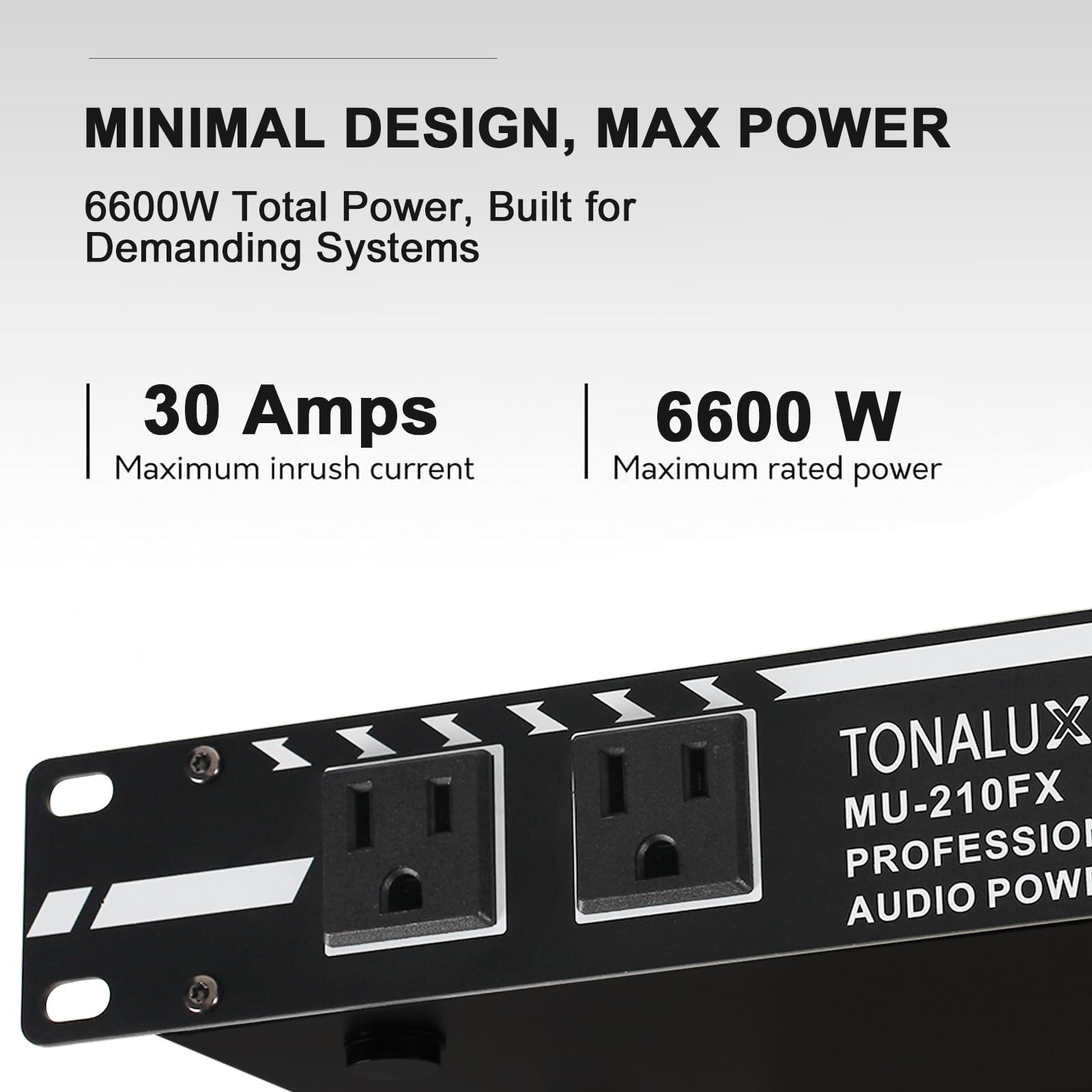 TONALUXE Power Conditioner for Audio Equipment, 10 Outlets 30A Rack Mount Audio Digital Pro Power Supply Controller Regulator for Home Theater Sound System Stage Studio (MU-210FX)
