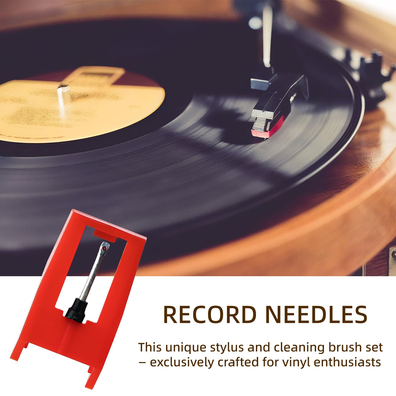 3 Pack Ruby Record Player Needles, Replacement for Crosley Victrola ION Jenson Boytone Turntables, with Stylus Cleaner Brush (Red)