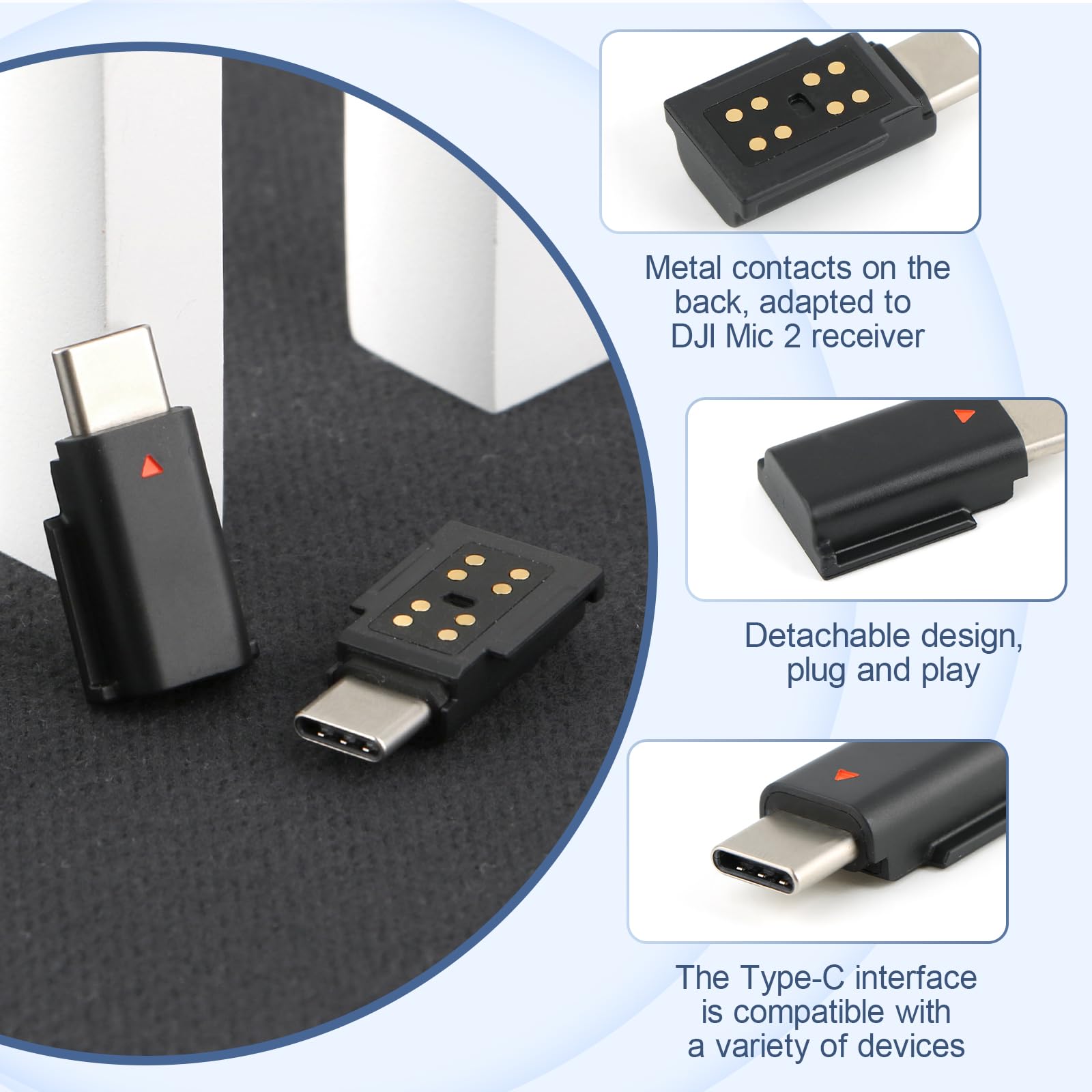 for DJI MIC 2 Adapter Type-C Phone Wireless Microphone Receiver for Mic 2 Type-C Adapter Phone Tablet USB Mic Accessories