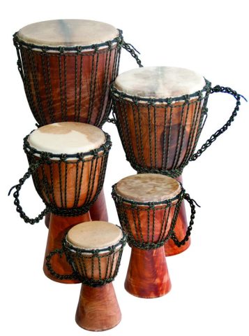 Terre Djembe Beginner Drum 24″ Tall 9-10.5″ Head Mahogany Wood Goat Skin