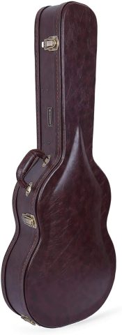 Crossrock Wooden Classical Guitar Case for 4/4 Full Size | Arched Top Design, Plush Interior, Metal Latches, Storage Compartment – Durable Hard Shell-Vintage Brown (CRW600CBR)