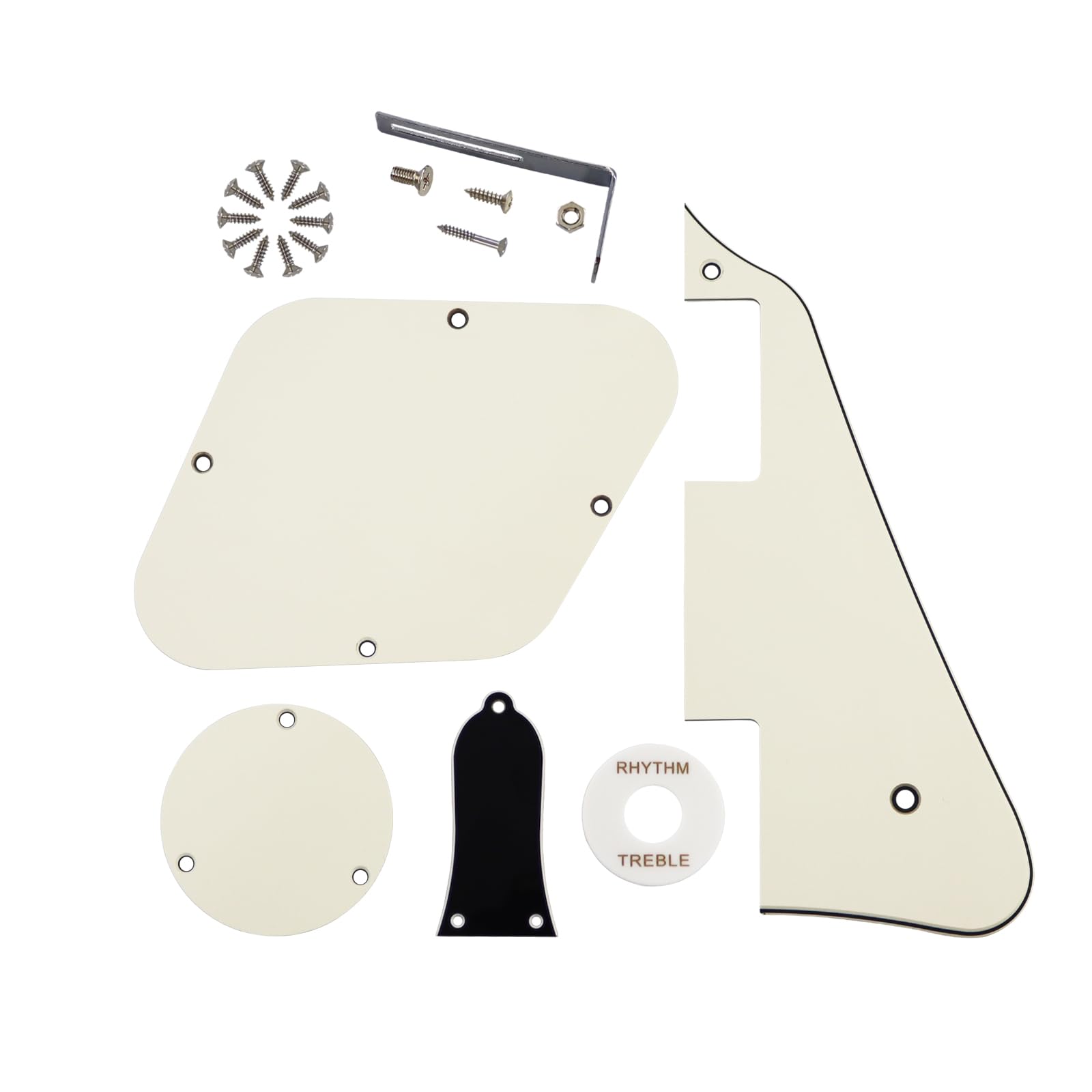 Phrilam Electric Guitar Pickguard Set for Gibson Les Paul, Ivory 3Ply