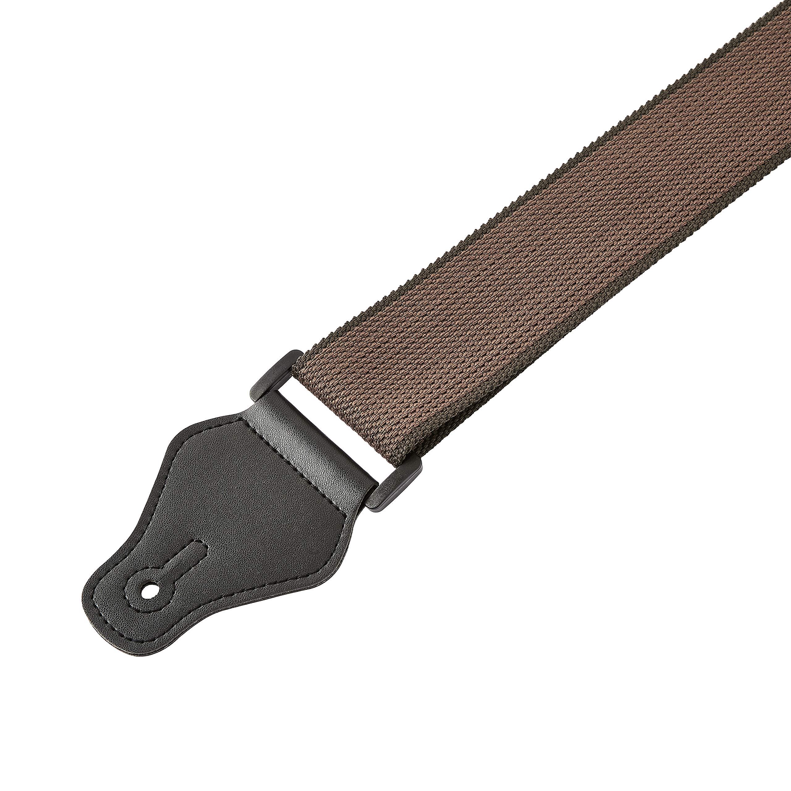 Amazon Basics Adjustable Guitar Strap For Electric/Acoustic Guitar/Bass Includes 3 Pick Holders, Cotton Strap, Brown, Solid