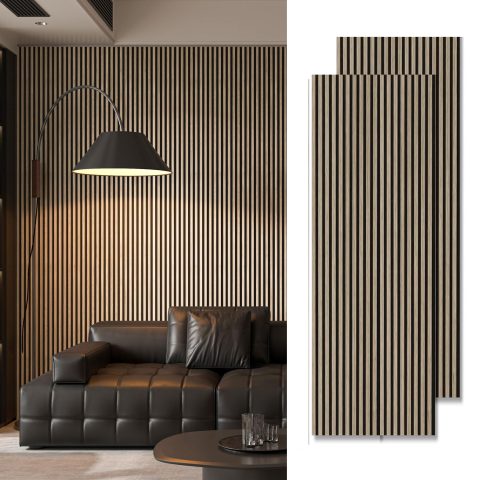 Art3d Acoustic Wood Slat Panels 94.5″x24″, 2-Pack, 31sq.ft, Peach