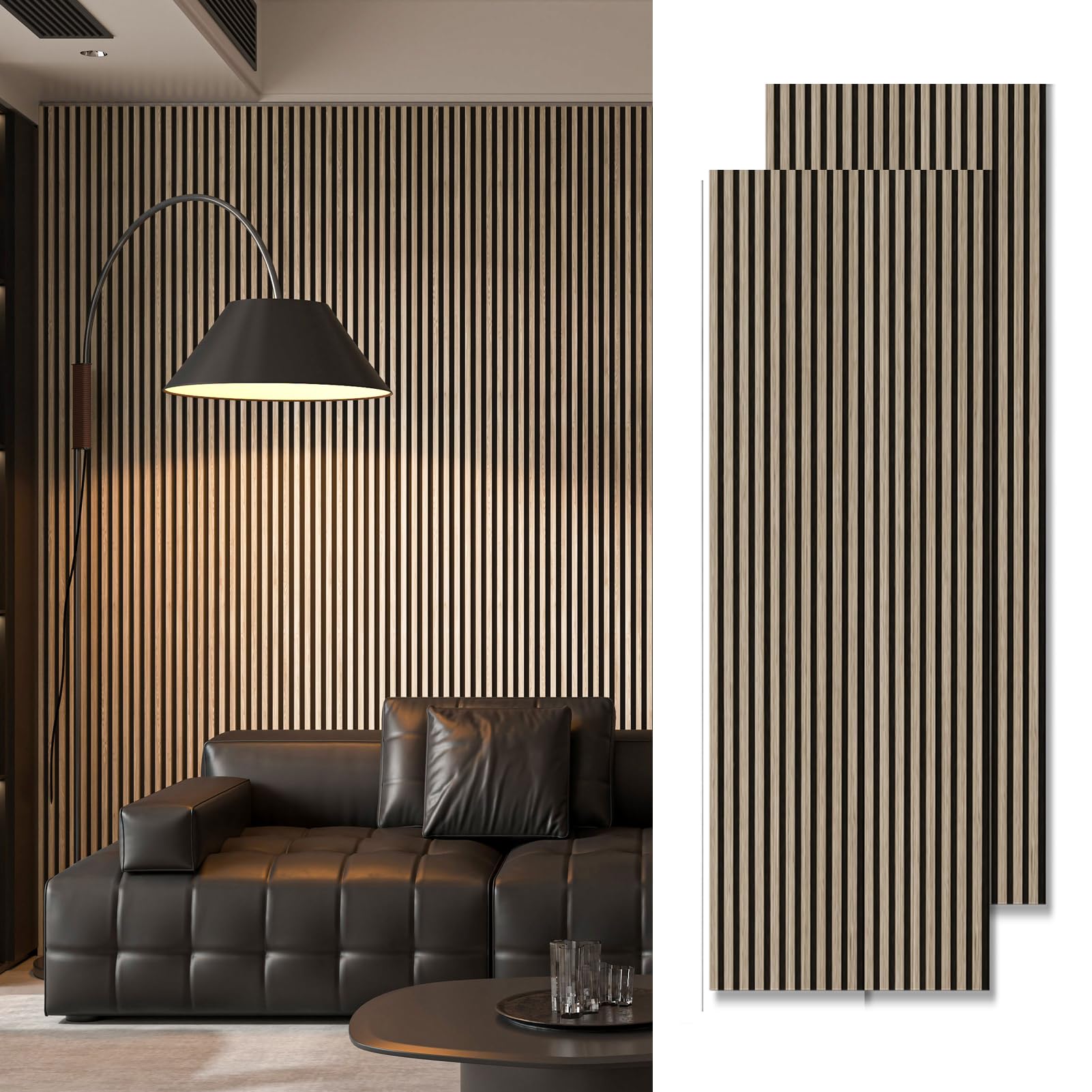 Art3d Acoustic Wood Slat Panels 94.5″x24″, 2-Pack, 31sq.ft, Peach