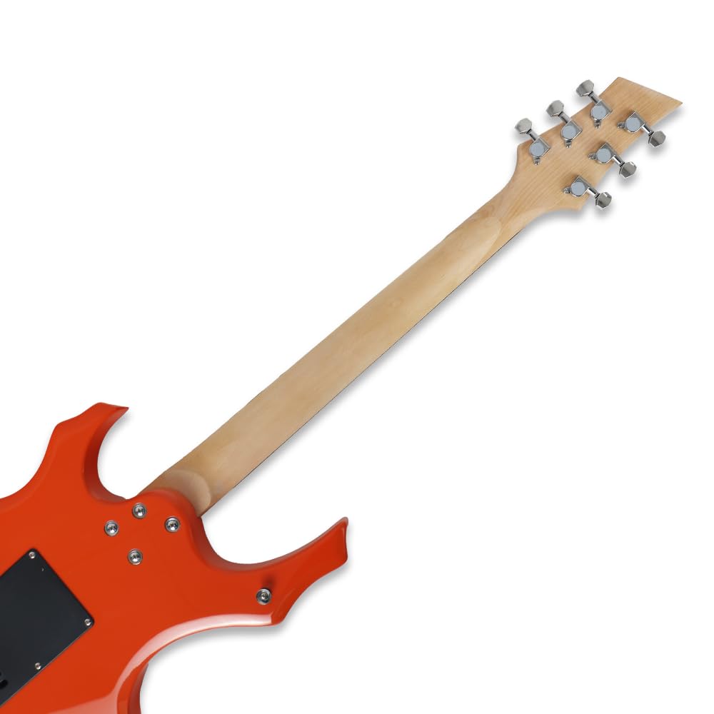Electric Fire Flame Guitar Kit With Standard 20W Amp Set Orange Color Solid Popular Body Maple Neck 24F Fingerboard HSH Pickups Single Tremolo Bridge Accessories Pack In As Free