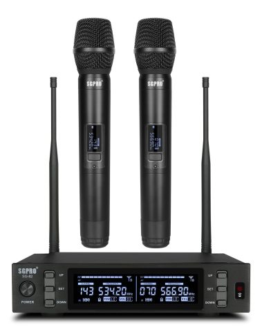 SGPRO SG-82HH Dual Handheld Wireless Microphone System, 520-590 MHz