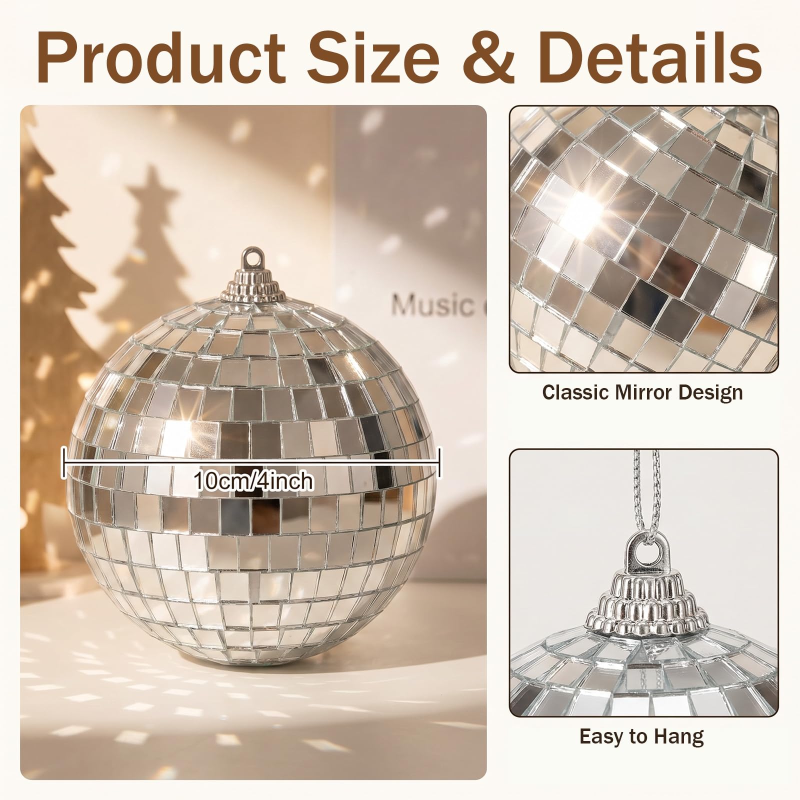 12 Pcs Small Disco Balls, 4 Inch Mirror Mini Disco Balls with String