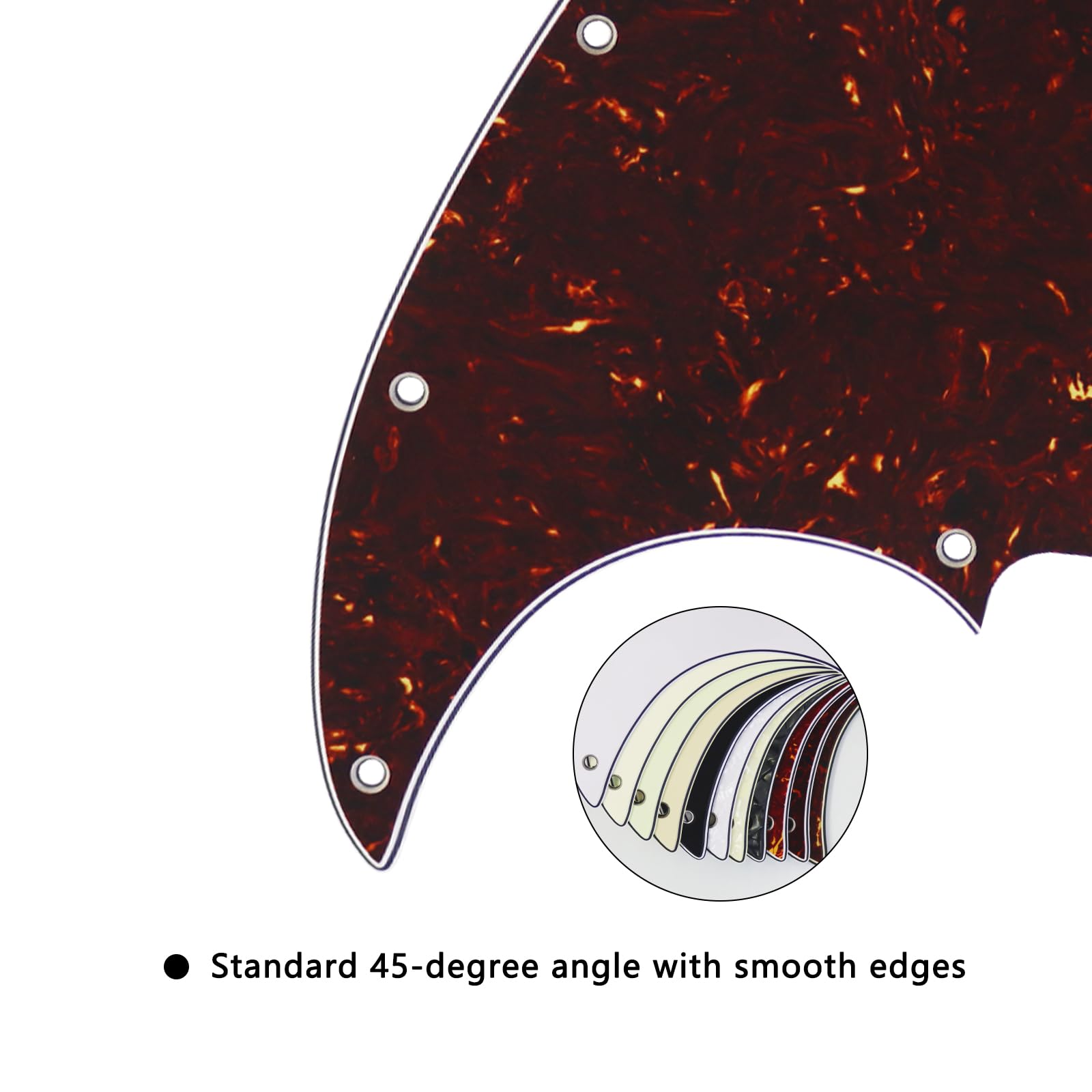 Phrilam 10-Hole Jazz Bass Pickguard for Fender 4 String, Brown Tortoise