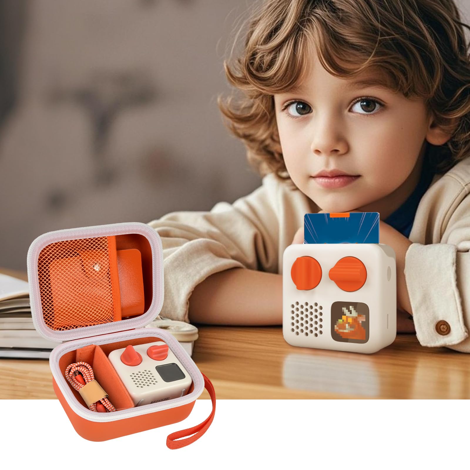 Againmore Carrying Case for Yoto Mini Player with 24+ Card Holder-Orange