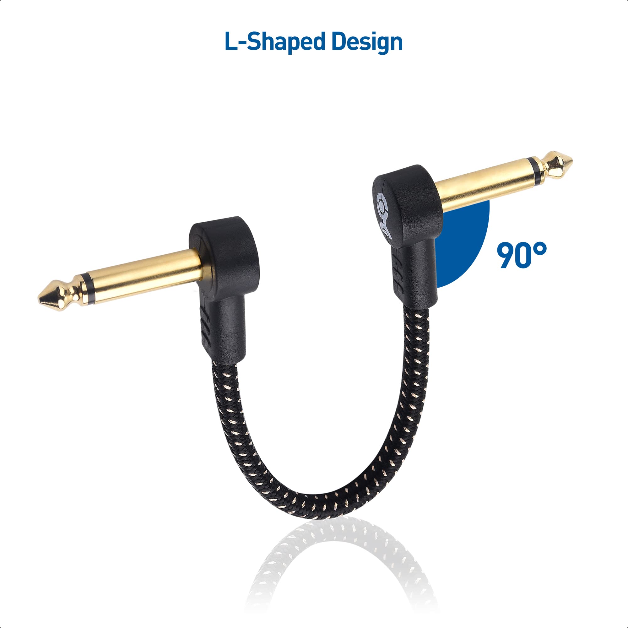 Cable Matters 8-Pack Braided Guitar Patch Cable, 6 Inches
